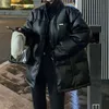AELEGANTMISフェイクレザージャケット女性Puff Parka黒明るい色厚韓国冬秋PU特大コート女性のアウターウェア210607