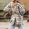 Vrouwen Jassen Vrouwen Geborsteld Plaid Shirts Lange Mouwen Flanel Revers Button Down Pocketed Shacket Jas Jassen Streetwear Uitloper D102 #