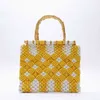 Shopping Bags Sac main poigne en bambou pour femmes, 2022, sac de plage fil uni, grand fourre-tout styliste d't vacances 220303