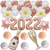 2022 New Year Paper Waffle Flag Balloon Set Digital Aluminum Film Decoration in stock DHL a06