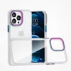 Étui de téléphone transparent en métal coloré, protection de caméra arrière, couverture transparente pour iPhone 13 12 11 Plus, coque arrière de téléphone, 8 couleurs, luxe, mode