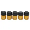 100 Packs Small Essential Oil Bottle Perfume Bottle Amber Glass Vials with Plug and Caps Retail Box