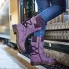 Stiefel 2021 Frauen Winter Mid-Calf Boot Flock Schuhe Damen Mode Schnee Oberschenkel Hohe Wildleder Warme Botas Zapatos de Mujer