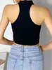 Blusas femininas femininas tricotadas com ombros descaídos e alças cruzadas sexy sem mangas Y2K Tees para mulheres verão