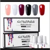 Graear Nail Polish Set 10 Satser Olika färger 6st / set Solid Färg 8ml UV Nail Gel Polish Top Coat Base Coat Fiq2U Amuxy