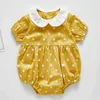 Muster Sommer Baby Strampler Mädchen Reine Baumwolle Anzug Nette Polka Dots Kurzarm Ha Yi Overall Ausgehende Kleidung 210429