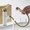 Bathroom Basin Faucet Pull Out Spray Nozzle Cold Solid Brass 360 Degree Rotating Sink Mixer Tap Single Handle Rose Gold9239418