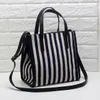 Women one shoulder shopping bag Big high-capacity High quality Canvas material Wholesale Fashion Bags Handbag Stripes Tote Black/Blue CVR36