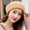 New Hat Female Autumn And Winter Japanese Mink Warm Solid Color Trend Painter Cap Korean Fashion Simple Leisure Beret