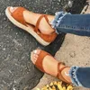Kadın Sandalet Kadın Kenevir Zip Düz Platformu Bayanlar Rahat Çapraz Sapanlar Plaj Ayakkabı Kadın Peep Toe Yaz Bayan Artı Boyutu 43