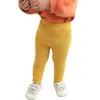 Mudkingdom bébé fille mode pantalon extensible coupe ajustée pantalon uni solide rayures verticales printemps automne enfants 210615