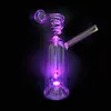 Cachimbo de cachimbo de cachimbo espiral de vidro brilhante LED Shisha Cachimbos de vidro descartáveis Queimador de óleo Apanhador de cinzas Bong Percolater Conjunto completo Bubbler Presentes Acessórios para tigela de tabaco