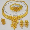 Earrings Necklace Fine Jewelry Sets For Women Gold Ring Bracelet Party African Dubai Bridal Wedding Gifts Jewellery Set2832880