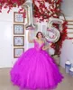 Violet Of Spotole Quinceanera Robes Robe Boule Puffy 2022 Crystal Volants Tulle Prom Sweet 15 16 Filles Parti