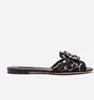 Eleganta märken Regnbågsspetssandaler Tofflor Flats Blomkristaller Märkt Lädersula Rutschkana Juvelförsedd Utsmyckning Mule Casual Walking EU34-43