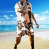 Moda męska Letnie Dresy Hawaii Krótki rękaw Przycisk Down Wysokiej Jakości Wydrukowana Koszula Topy Szorty Ustawia Ubrania