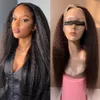 T Part Lace Front Wigs Brazilian Human Hair Kinky Straight Wig Natural Color for Black Women