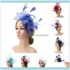 Aessories Araçları ÜrünleriRibbononlar Parti Moda Çiçek Şekli Bantlar Kızlar Düğün Örgü Şapka Kokteyl Saç Klip Yapay Tüy Fascinat