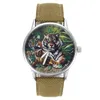 Montres-bracelets Tiger Forest King Animal Femmes Hommes Mode Bijoux Noir Blanc Toile Bande Quartz Montre-Bracelet