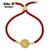 Röd tråd jungfru Mary Pendant charms armband för kvinnor svart rep sträng justerbar handkedja katolsk tro charm2470