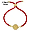 Fio vermelho virgem maria pingente encantos pulseiras para mulheres corda preta ajustável corrente de mão fé católica charme275f