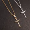 Fashion Female Pendants Dropshipping Gold Black Color Crystal Jesus Cross Pendant Necklace Jewelry for Men/women Wholesale