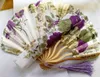 Party Favor 50 Pcs/lot imprimé personnalisé emballage délicat fleur japonaise tissu Floral pliant main ventilateur faveurs de mariage