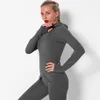 Stroje jogi jesienna zimowa kurtka zamek błyskawiczna szybkie ubrania jogi długotrwały kciuk trening z kapturem kurtka biegowa Kobiety Slim Fit7468911