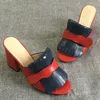 Luxury Women's Marmont Sandals High Heels Platform Slide Suede Läder med Fringe Double Tone Hårdvara Vintage Mid-Heel Designer Skor
