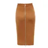 Colysmo Autumn Suede Midi Skirt High Waist Faux Leather Winter Womens Two-way Zipper Saia Bodycon Pencil Casual Clothes 210527