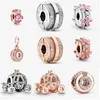 Fit Pandora Charm Armband European Silver Charms Pärlor Kristall Fem kronblad Blomma Prinsessan Pumpa Bil Dingla DIY Snake Chain För Kvinnor Armband Halsband Pendents