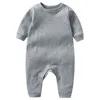Newborn Baby Jumpsuits Infant Solid Colors Rompers Kids Long Sleeve Onesies Kid Boys Clothes 365 J2