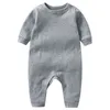 Nouveau-né bébé combinaisons infantile couleurs unies barboteuses enfants à manches longues Onesies enfant garçons vêtements 365 J2