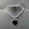 Ketten Original S925 Sterling Silber Halskette Mode Runde Perle Emaille Herz Anhänger Damen Klassische Feine Schmuck