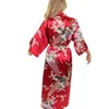 Brand Black Women Silk Kimono Robes Long Sexy Nightgown Vintage Printed Night Gown Flower Plus Size S M L XL XXL XXXL A-045