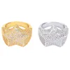 Mannen mode koperen micro verharde goud zilverkleurige ring overdrijven hoge kwaliteit iced out cz steen star vorm ringen sieraden cadeau
