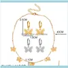 Earrings Jewelryearrings & Necklace Flatfoosie Fashion Small Animal Butterfly Choker Sets Gold Sier Color Jewelry For Women Girls Drop Deliv