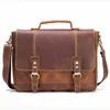 Aktentaschen Herren-Aktentaschen, 100 % echtes Leder, Business-Männerhandtaschen, Messenger-Schulter-CrossBody, Vintage-Mann-Reise-Laptop-Einkaufstasche