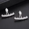 Stud Godki iRegular Geometric Leaf Full Micro Cubic Zirconia Pave Women Wedding Bridal Party Engagement Climber Earring