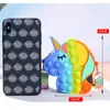Nya Fidget Leksaker Sensory Bubble Unicorn Shoulder Bag Cellphone Straps Finger Push Phone Pouch Case Myntväska Dekompression Leksaker för Girls Kids SXM10