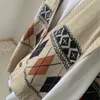 Women's Contrast diamond Printed Sweaters Vest Autumn Korea Knitting Tank Tops Spring Female Loose Drop 210514