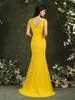 Vestido de dama de honor de gasa amarillo de moda una línea vestido largo de dama de Honor boda de verano hecho a medida BM3101