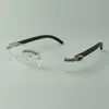 2022 naturalna czarna drewniana oprawka do okularów 3524012 z luksusowym bukietem diamentów dla unisex, rozmiar: 56-36 -18-135mm