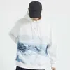 Män Hip Hop Hoodie Sweatshirt Streetwear Snö Mountain Print Pullover Harajuku Bomull Casual Hooded Hoodie Sweat Shirt Vit 211014