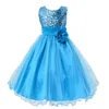 Mermaid Sequin Girl Dress Multi Solid Color Flower Sash Gauze Floor Length Skirt Summer Kids Dresses Girls Ball Gown 35ty L2