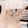 Chandelier earrings luxury designer jewelry 925 silver pin sparkling diamond zirconia butterfly pearl earrings temperament rose flower shape women ear accessory