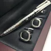 Metal Famous Cuff Link Silver Checkered Ballpoint Pen Writing Fournisseur Business Office Business and School Fashion stylo de manchette sans WO276U