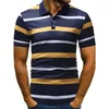 Men's POLO Golf Shirt Tennis Striped Short Sleeve Sports & Outdoor Tops Casual Daily Sporty Collar White British style Red Navy Blue