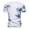 AIOPESON Feuilles T-shirt imprimé Hommes O-Cou 100% Coton Casual T-shirt Été Qualité Mode Hawaii Style Vêtements 210716