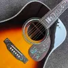 41 Inch Solid Wood Acoustic Guitar Abalone Binding ONE PIECE Neck Mahogany in Sunburst SOLID ROSEWOOD BACK SIDE